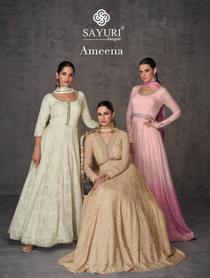 Ameena Sayuri Georgette Gown Dupatta Set