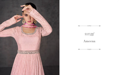 Ameena Sayuri Georgette Gown Dupatta Set