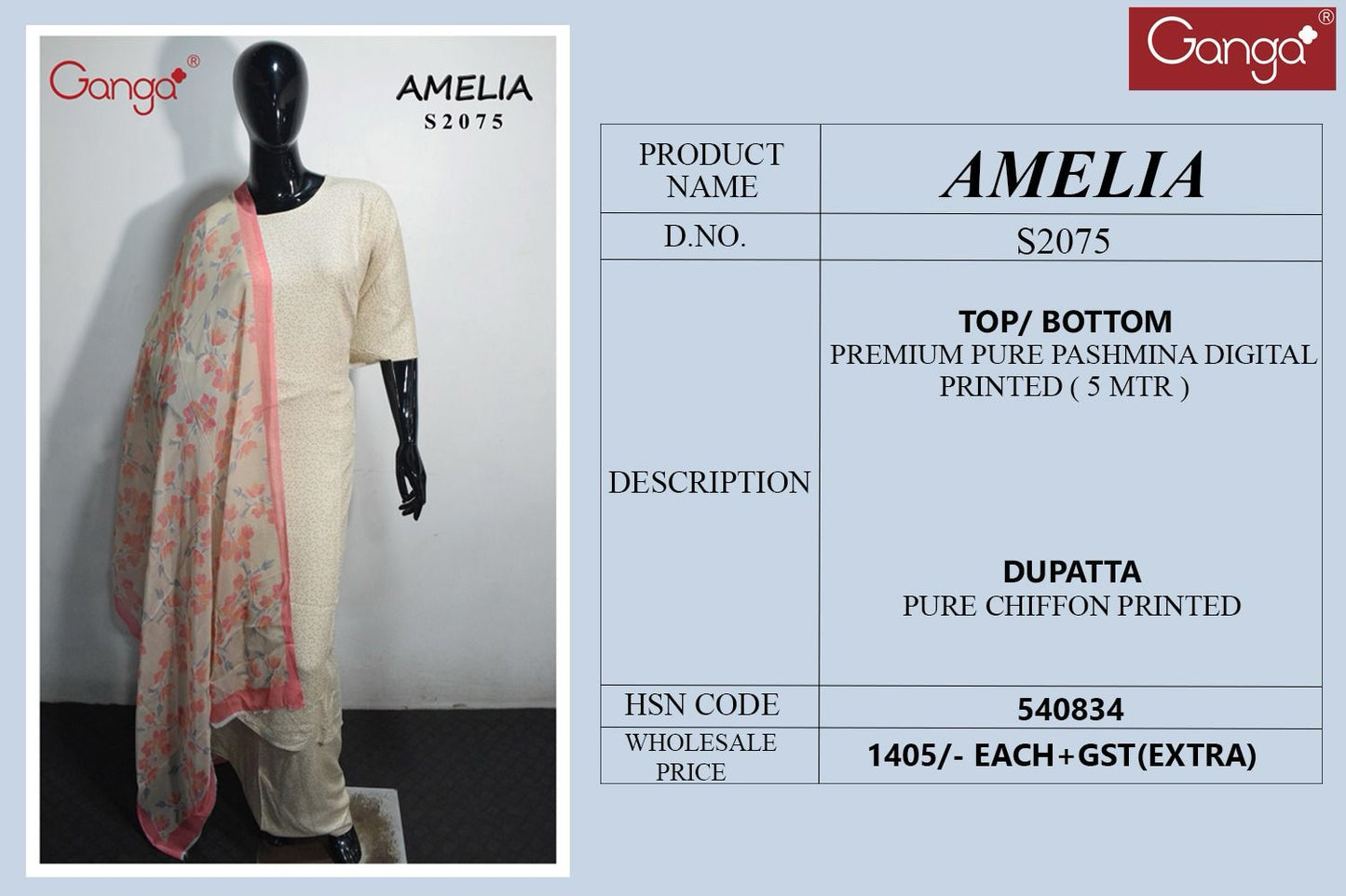 Amelia 2075 Ganga Premium Plazzo Style Suits