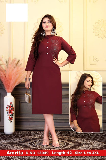 Amrita-A Zoya Lycra Knee Length Kurtis