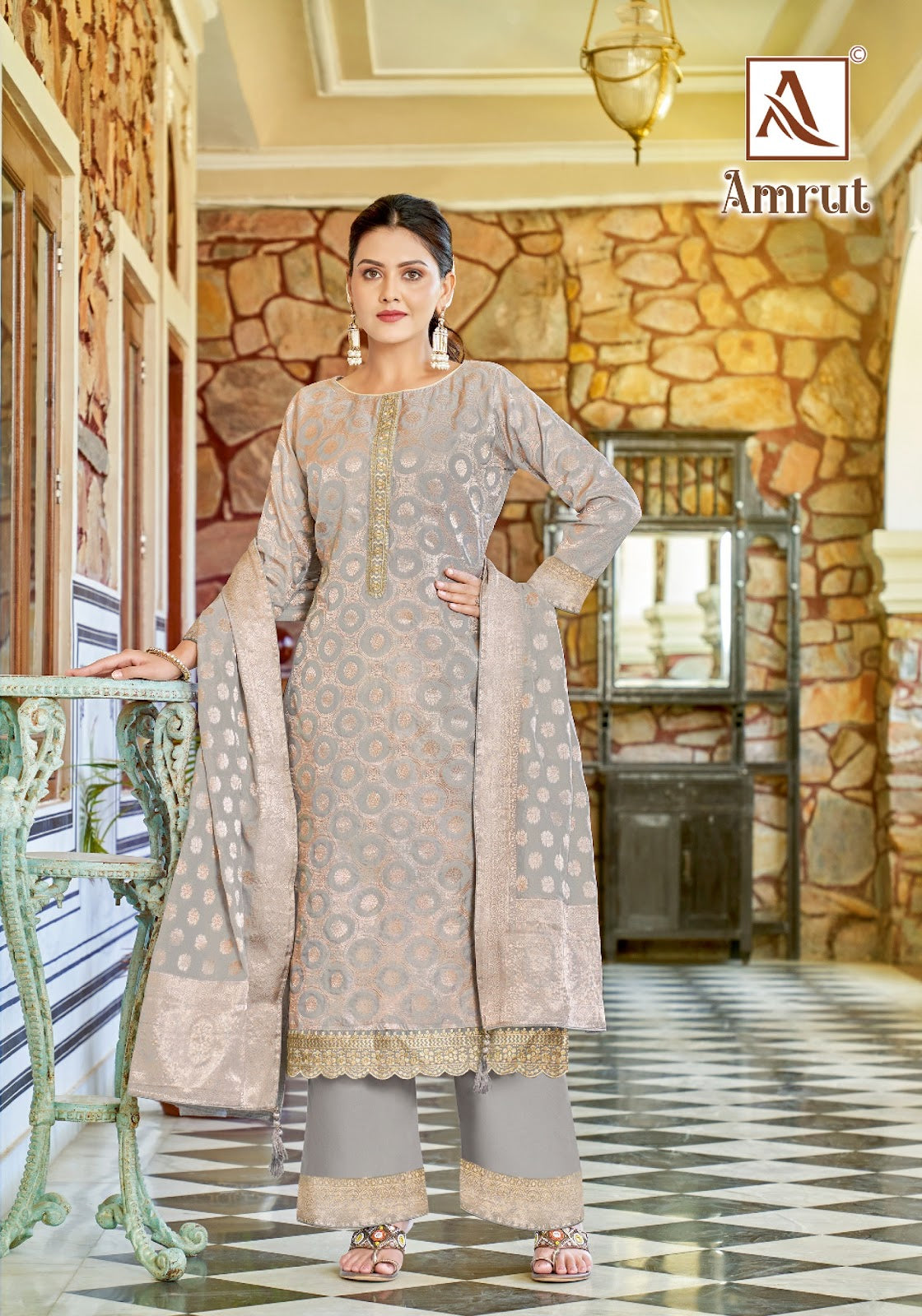 Amrut Alok Jacquard Pant Style Suits