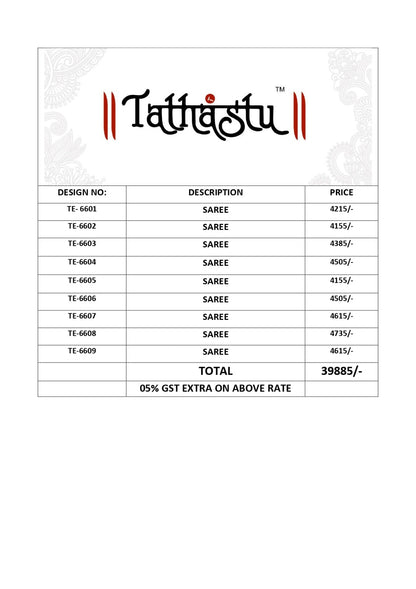 Anaara-6601 To 6609 Tathastu Dola Silk Sarees