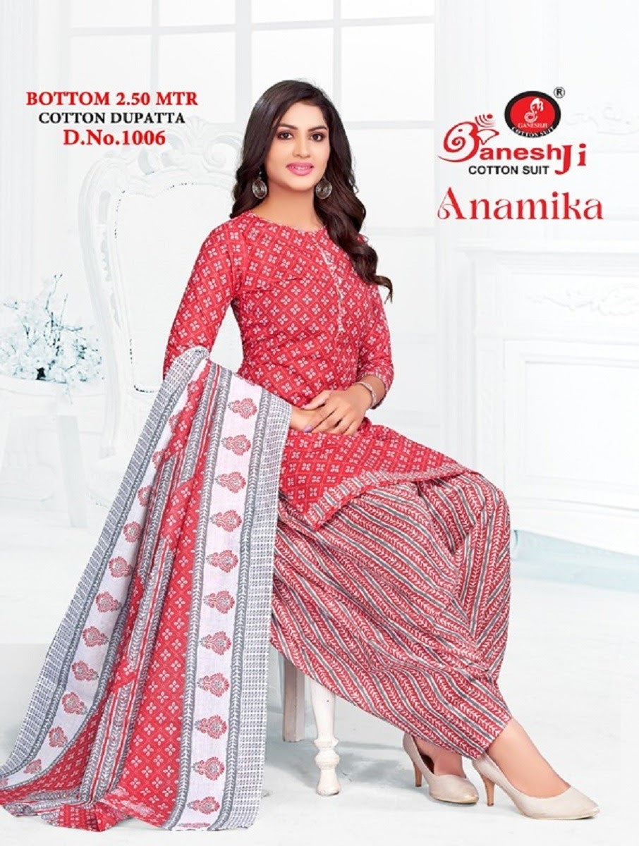 Anamika Patiyala Ganeshji Cotton Dress Material