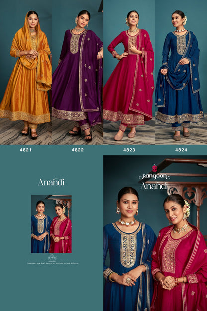 Anandi Rangoon Silk Readymade Pant Style Suits