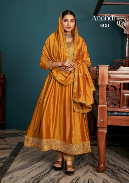 Anandi Rangoon Silk Readymade Pant Style Suits