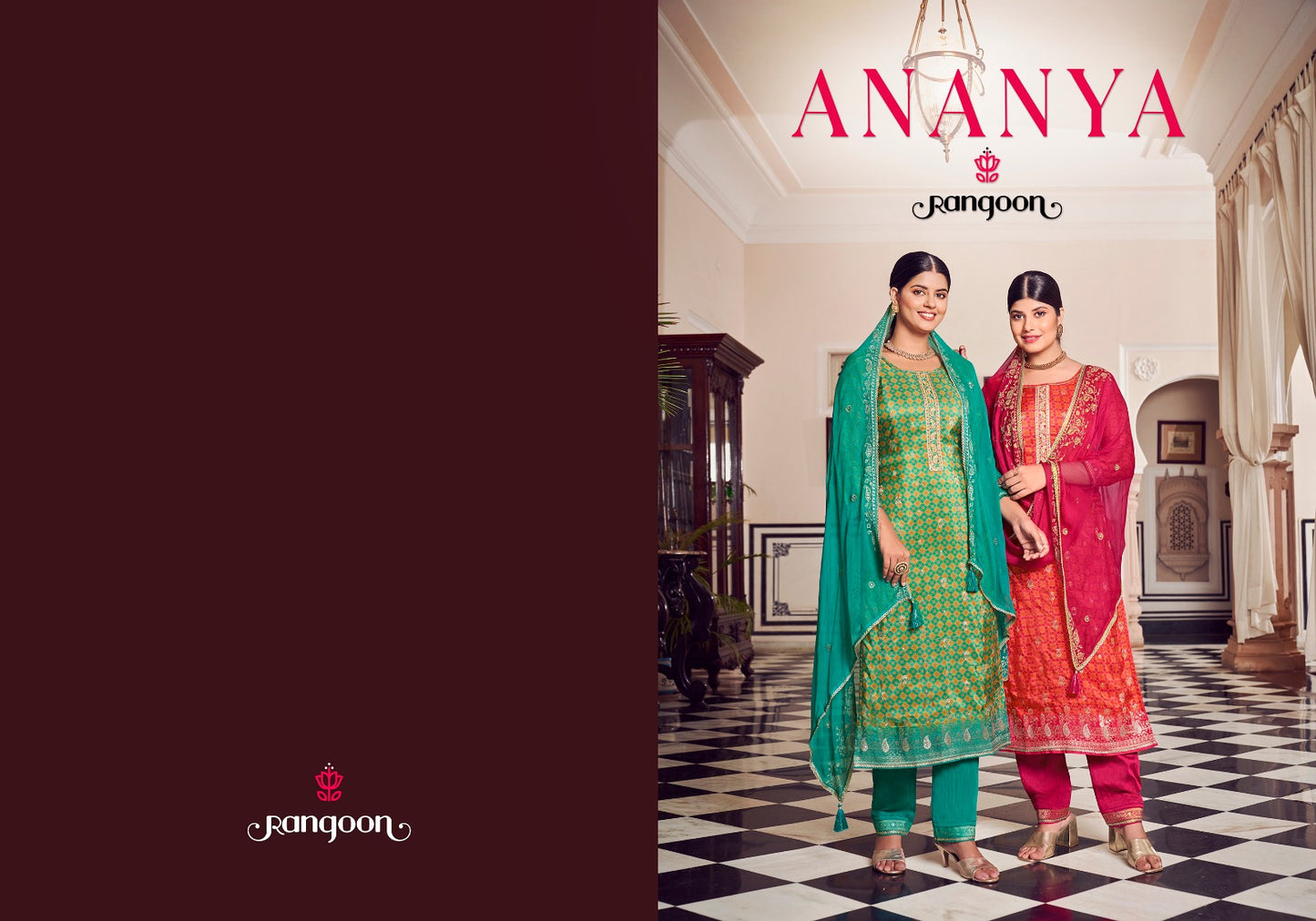 Ananya Rangoon Russian Jacquard Readymade Pant Style Suits