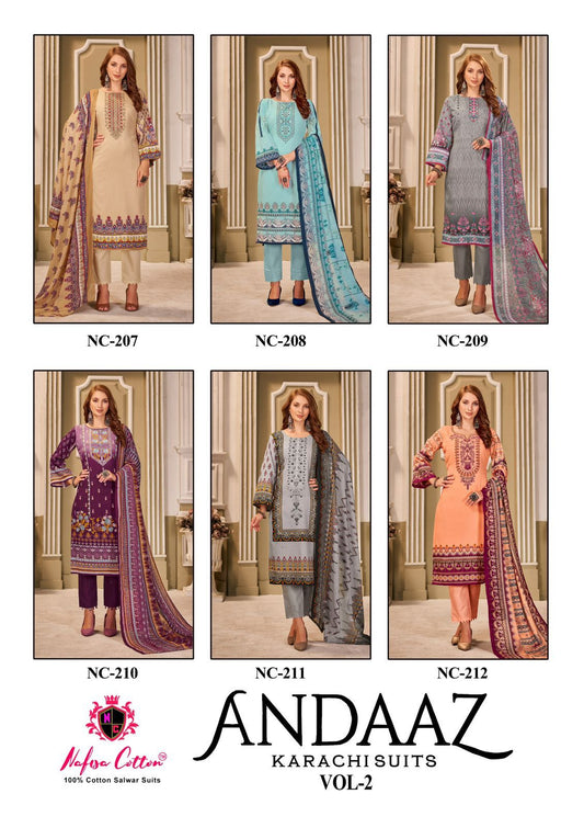 Andaaz Vol 2 Nafisa Cotton Soft Cotton Karachi Salwar Suits