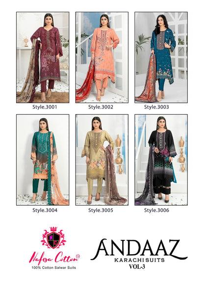 Andaaz Vol 3 Nafisa Cotton Karachi Salwar Suits