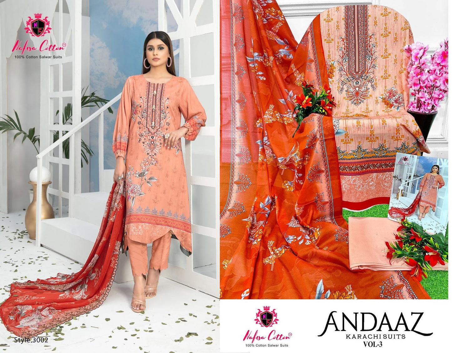 Andaaz Vol 3 Nafisa Cotton Karachi Salwar Suits