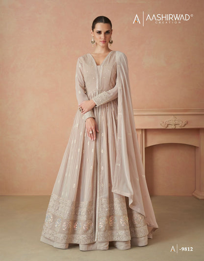Andaz Aashirwad Creation Georgette Gown Dupatta Set