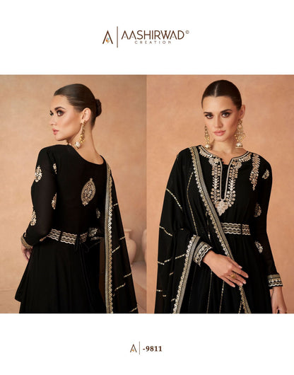 Andaz Aashirwad Creation Georgette Gown Dupatta Set
