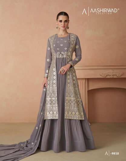 Andaz Aashirwad Creation Georgette Gown Dupatta Set