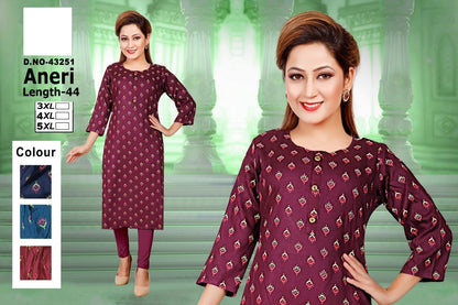Aneri Zoya Rayon Straight Cut Kurtis