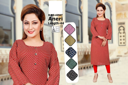 Aneri Zoya Rayon Straight Cut Kurtis