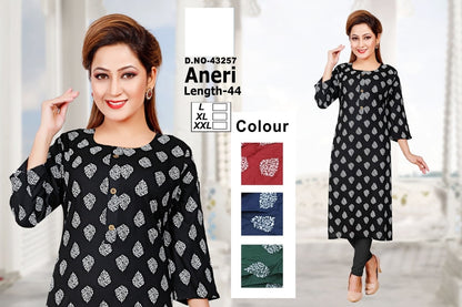 Aneri Zoya Rayon Straight Cut Kurtis