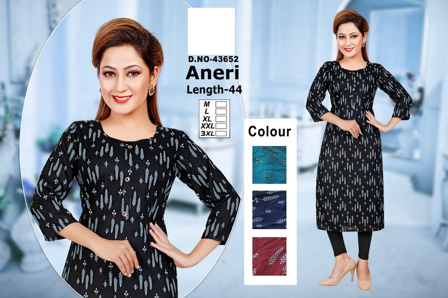 Aneri Zoya Rayon Straight Cut Kurtis