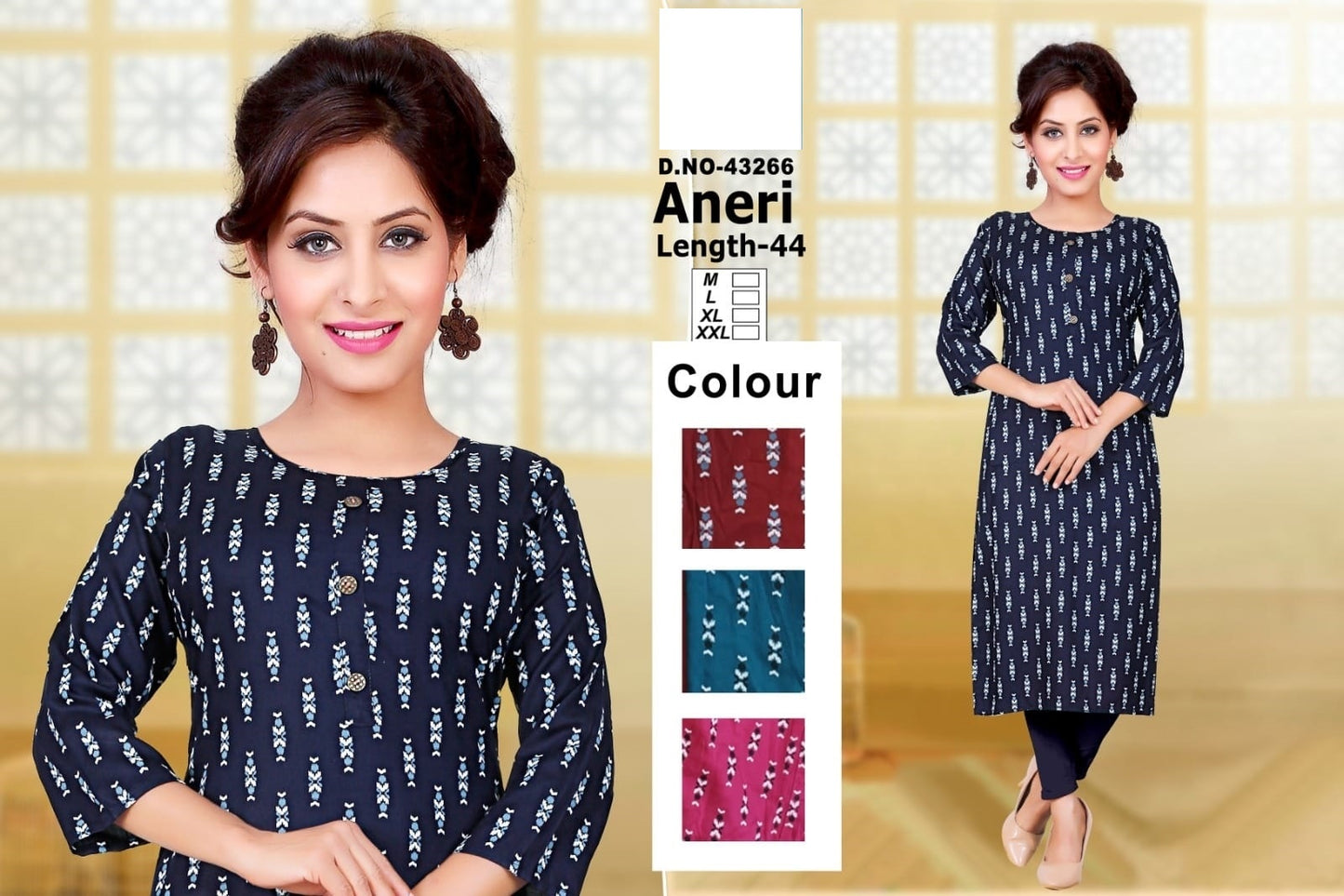 Aneri Zoya Rayon Straight Cut Kurtis