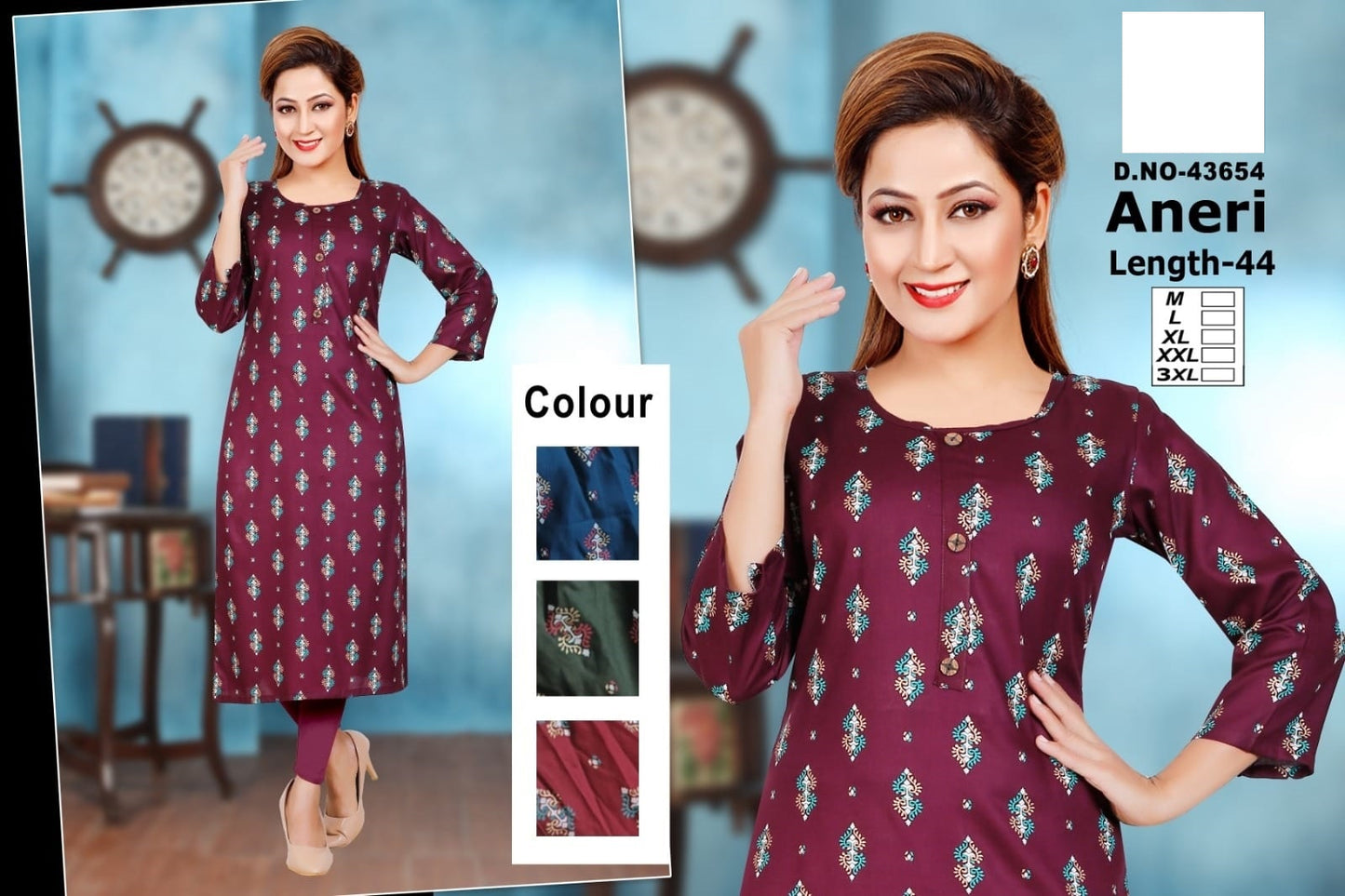 Aneri Zoya Rayon Straight Cut Kurtis