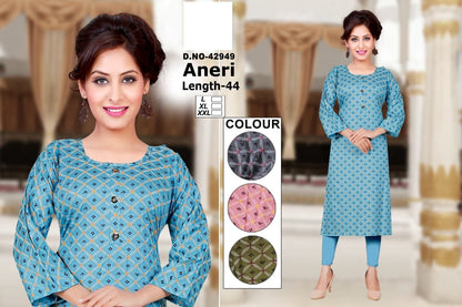 Aneri Zoya Rayon Straight Cut Kurtis