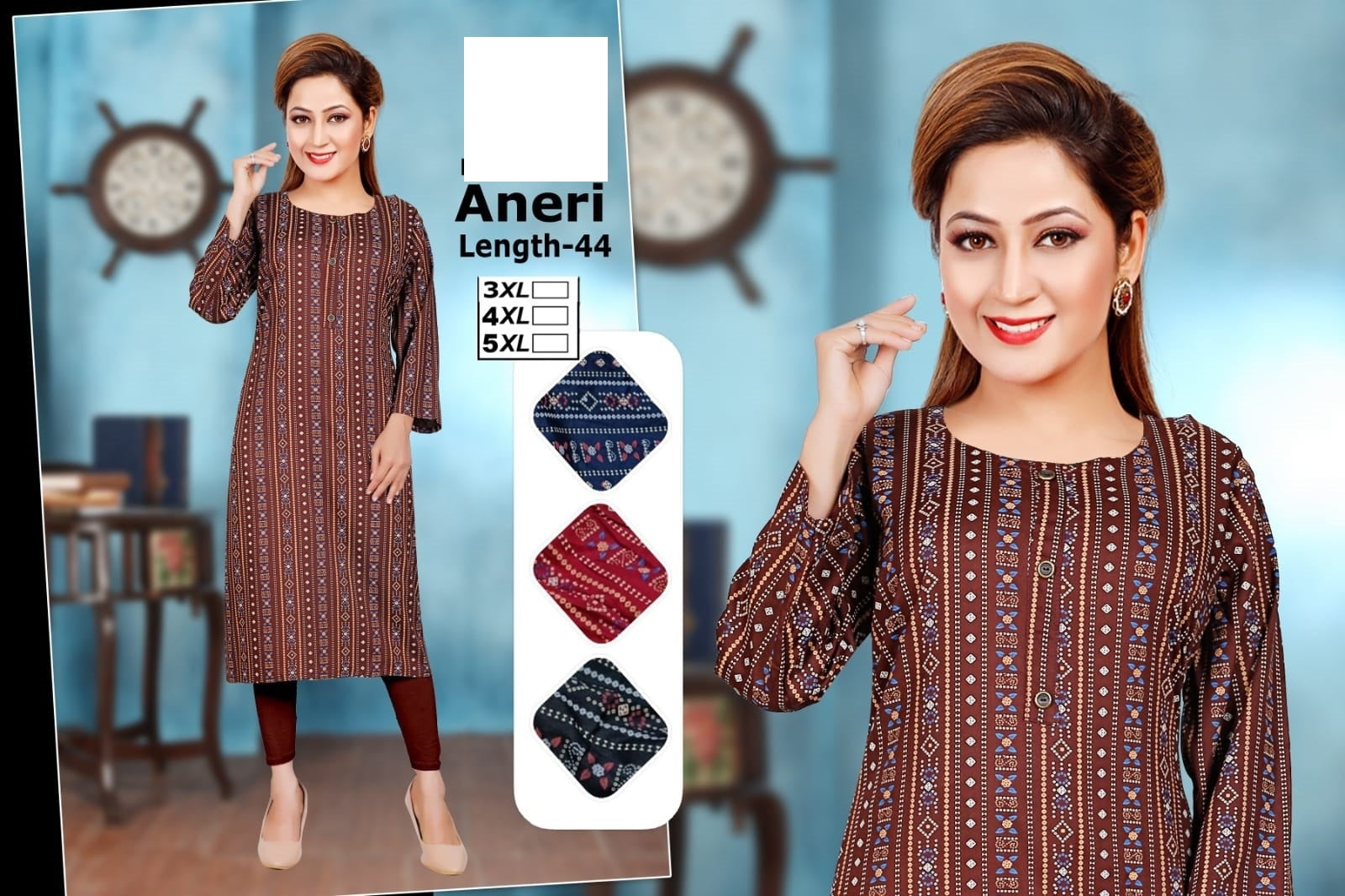 Aneri Zoya Rayon Straight Cut Kurtis