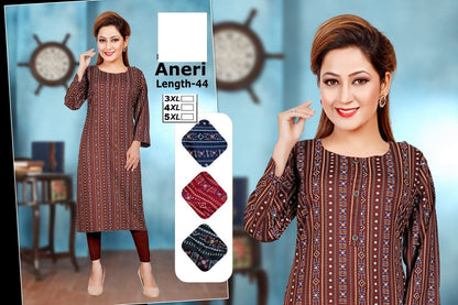 Aneri Zoya Rayon Straight Cut Kurtis