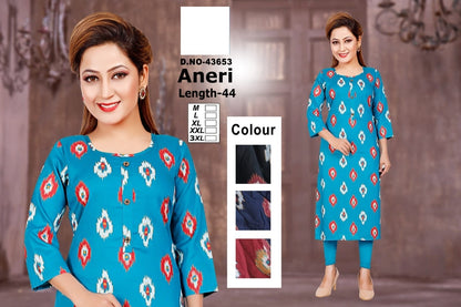 Aneri Zoya Rayon Straight Cut Kurtis