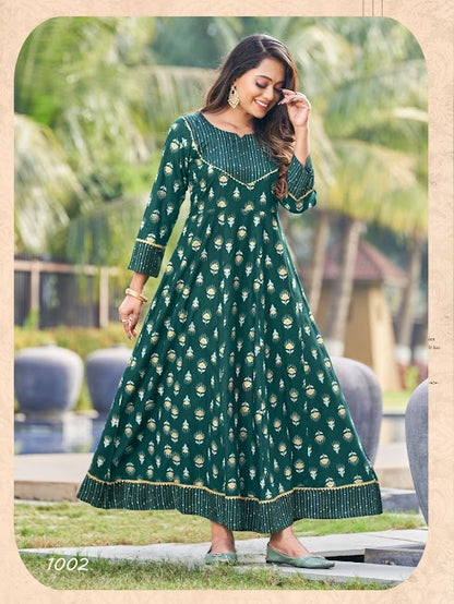 Ankita Rangjyot Rayon 14Kg Floor Length Kurtis