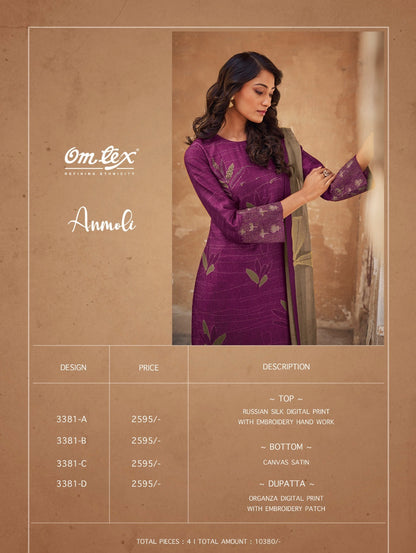 Anmoli Omtex Russian Silk Pant Style Suits