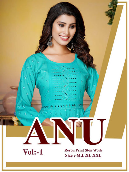 Anu Vol 1 Kavinay Rayon Anarkali Kurtis