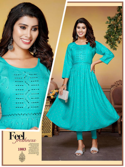 Anu Vol 1 Kavinay Rayon Anarkali Kurtis