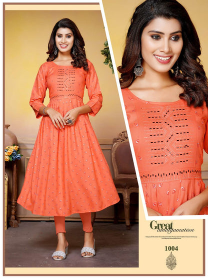 Anu Vol 1 Kavinay Rayon Anarkali Kurtis