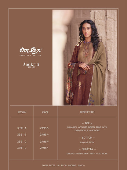 Anukriti-Vol Iii Omtex Banarsi Jacquard Pant Style Suits