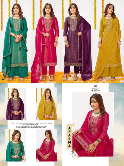 Aparna Panch Ratna Organza Plazzo Style Suits