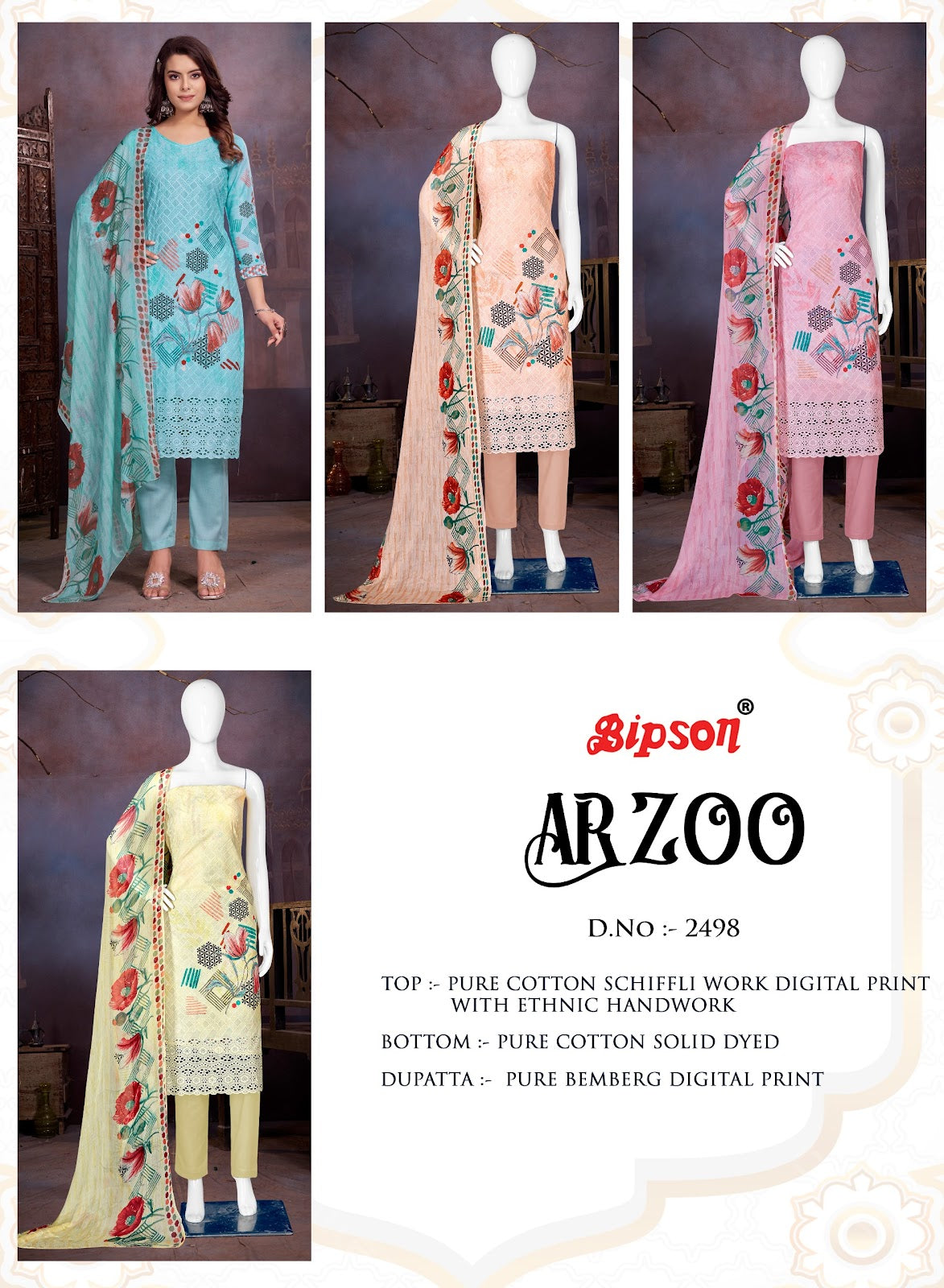 Arzoo 2498 Bipson Prints Cotton Pant Style Suits