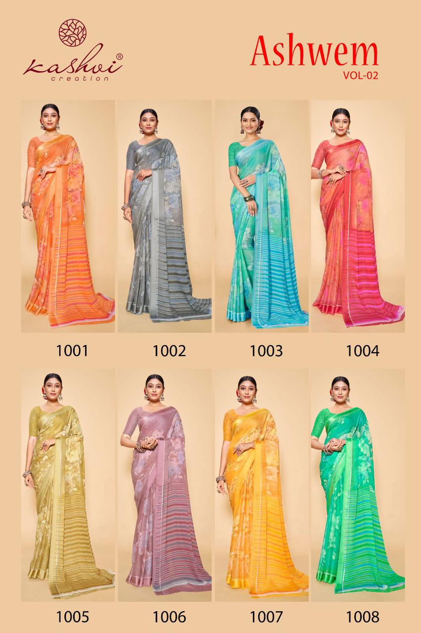 Ashwem Vol 2 Kashvi Creation Dull Moss Sarees