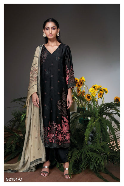 Aswara 2151 Ganga Bemberg Silk Plazzo Style Suits