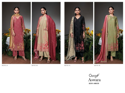 Aswara 2151 Ganga Bemberg Silk Plazzo Style Suits