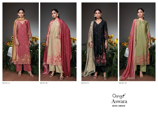 Aswara 2151 Ganga Bemberg Silk Plazzo Style Suits