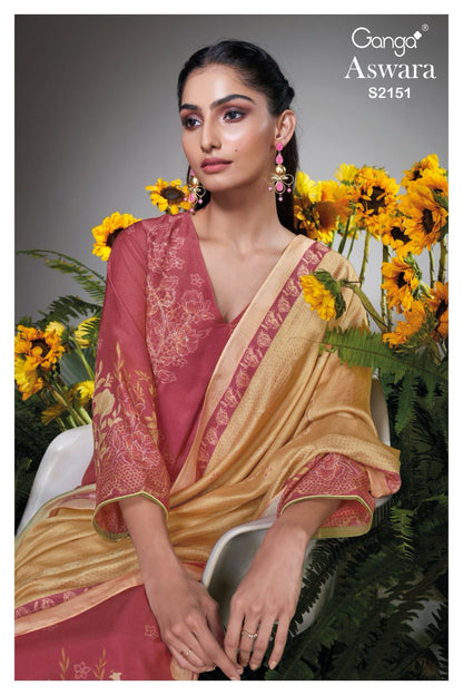 Aswara 2151 Ganga Bemberg Silk Plazzo Style Suits