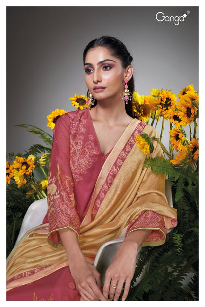 Aswara 2151 Ganga Bemberg Silk Plazzo Style Suits