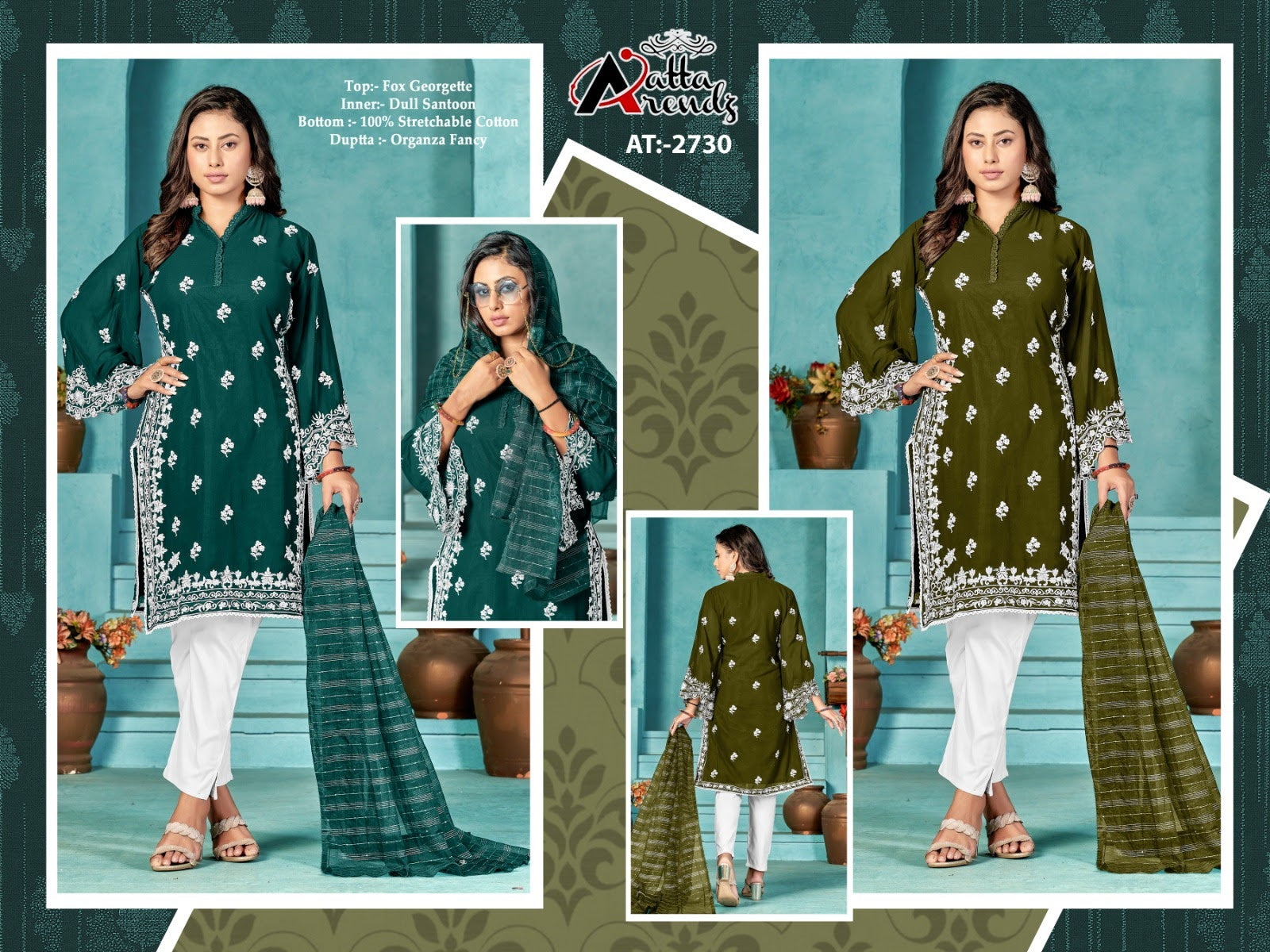 At 2730 Atta Trendz Georgette Pakistani Readymade Suits