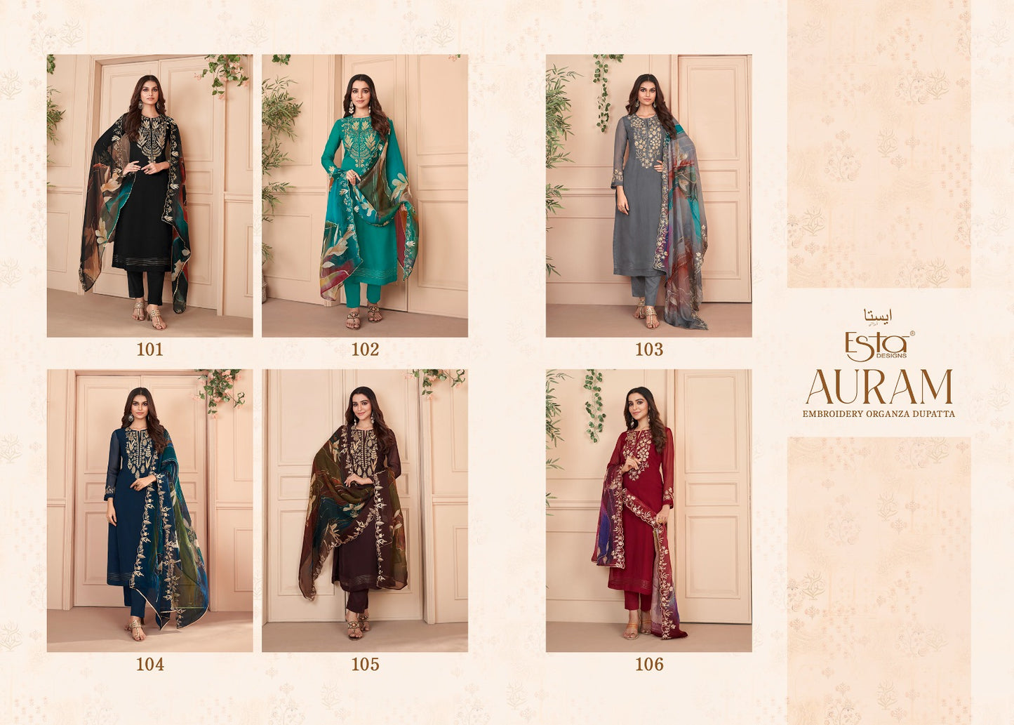 Auram Esta Sahiba Organza Pant Style Suits