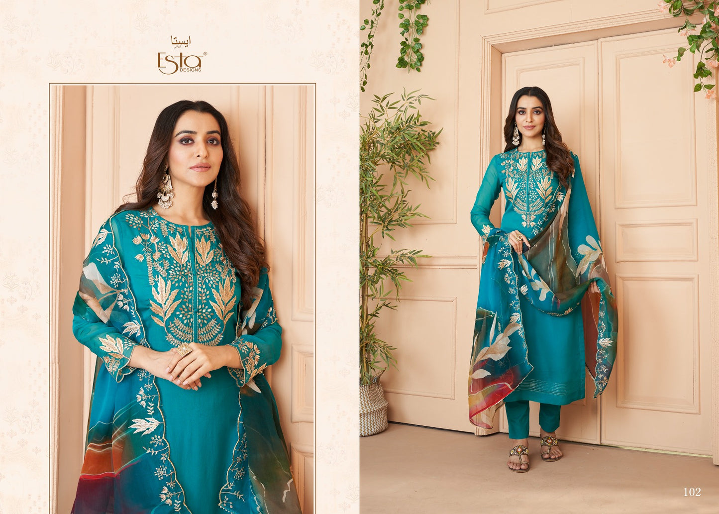 Auram Esta Sahiba Organza Pant Style Suits