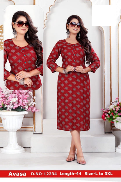 Avasa-A Zoya Rayon Knee Length Kurtis