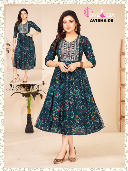 Avishaa Dveeja Fashion Reyon Knee Length Kurtis