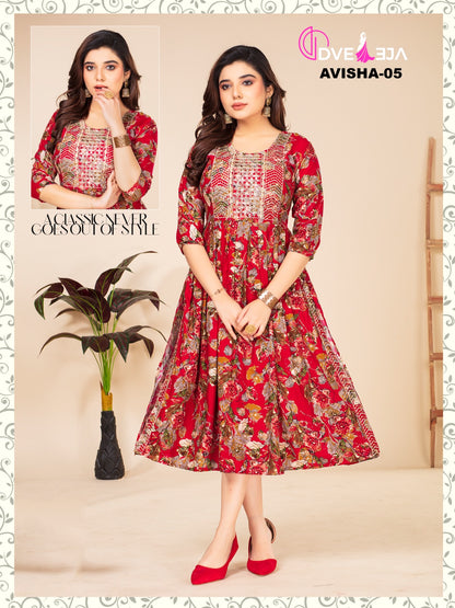 Avishaa Dveeja Fashion Reyon Knee Length Kurtis