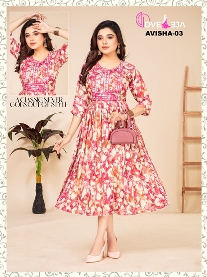 Avishaa Dveeja Fashion Reyon Knee Length Kurtis