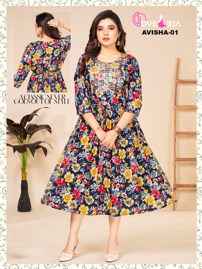 Avishaa Dveeja Fashion Reyon Knee Length Kurtis