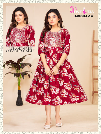 Avishaa Dveeja Fashion Reyon Knee Length Kurtis
