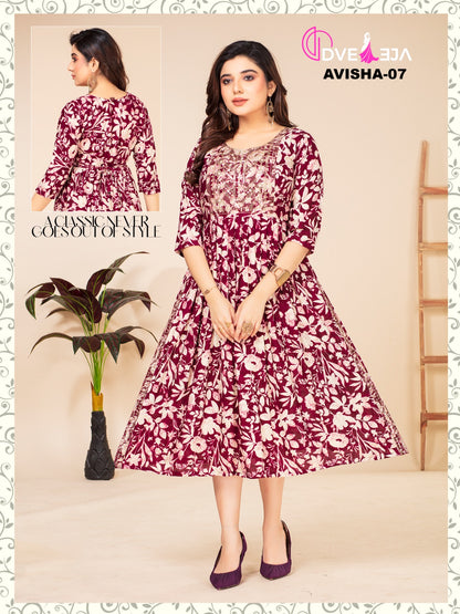 Avishaa Dveeja Fashion Reyon Knee Length Kurtis